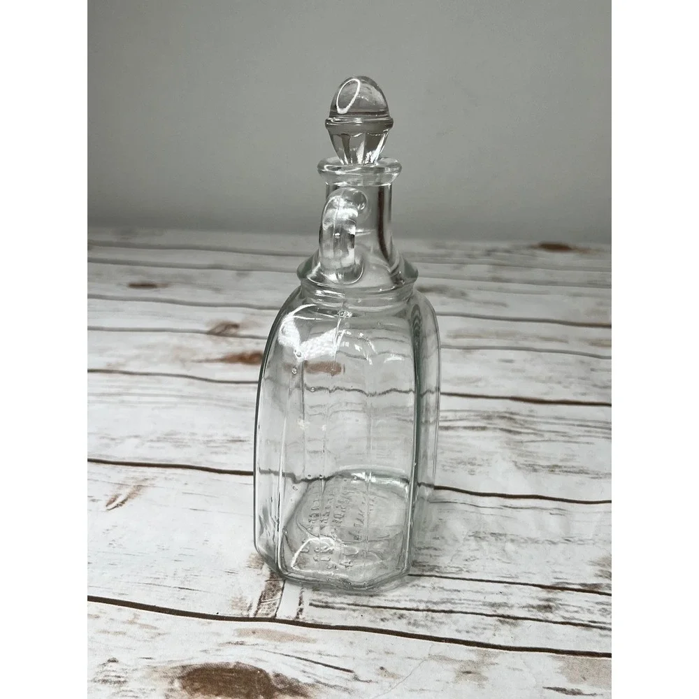 Vintage Handled Glass Cruet Bottle Clear 1923‎ 1924 Patent Dates 7.5in